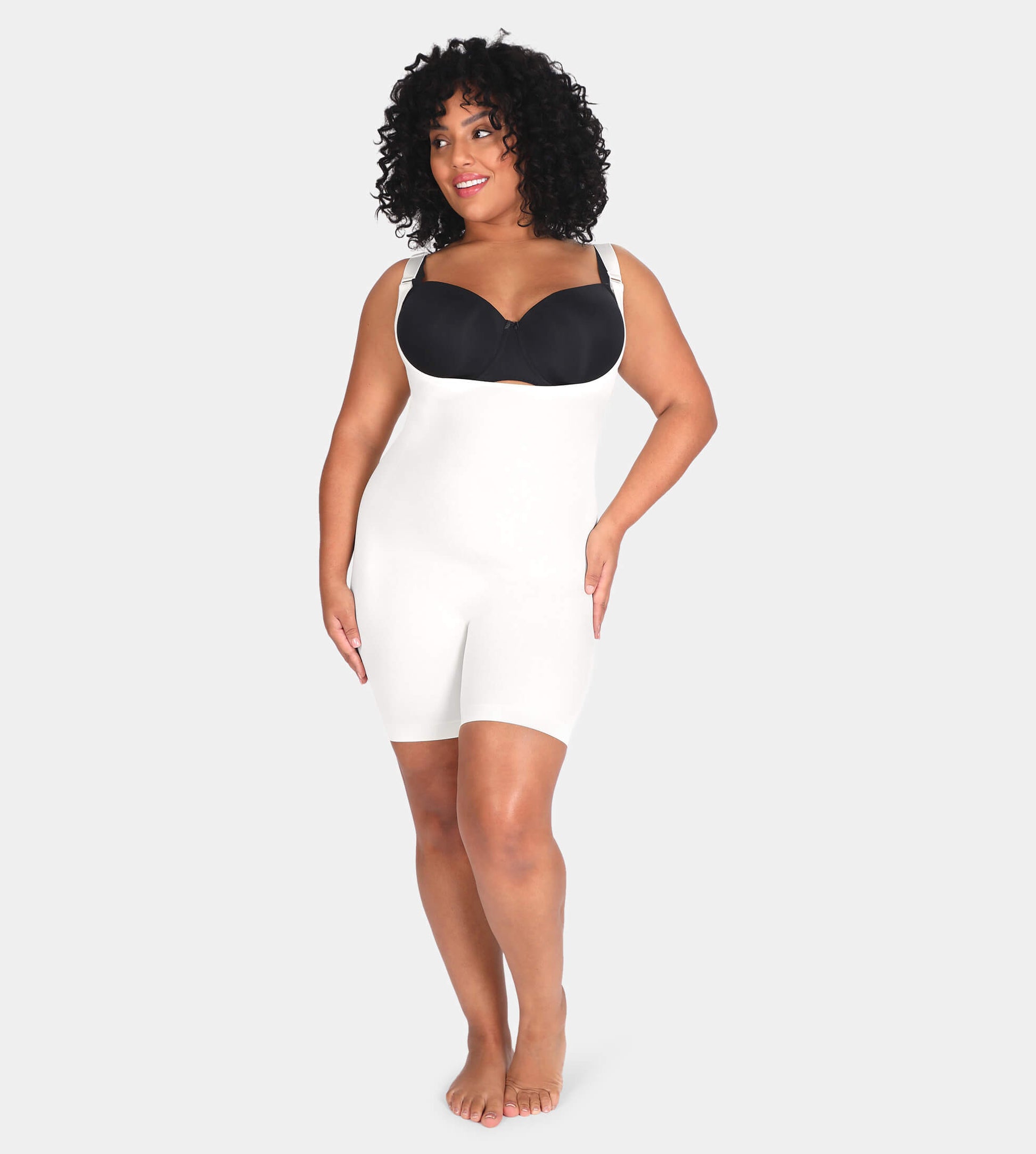 Open-Bust-Bodysuit-Shaping-Shorts-White-Front-2