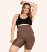 High-Waisted-Shaping-Shorts-Brown-Front