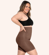 High-Waisted-Shaping-Shorts-Brown-Side