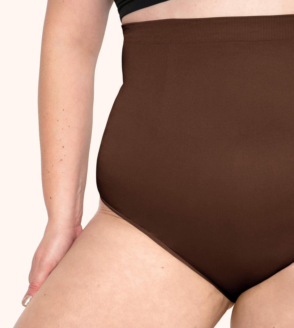 High-Waisted-Shaping-Panty-Brown-Front