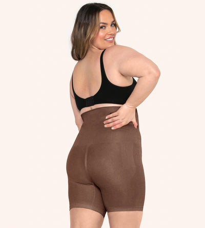 High-Waisted-Shaping-Shorts-Brown-Back