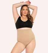 High-Waisted-Shaping-Thong-Beige-Front